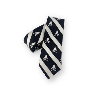 Nick Graham Tie Silk Stripes Dog Bone Terrier Black White